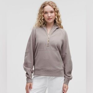 lululemon Scuba Oversized Half-Zip Hoodie Long Mauve Grey/Gold XS/S VGUC